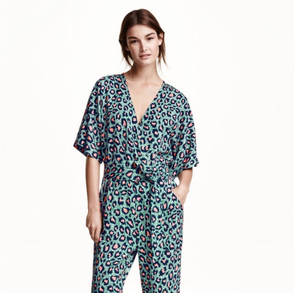 H&M Pants - H&M Multicolor Cheetah Print Kimono Jumpsuit
